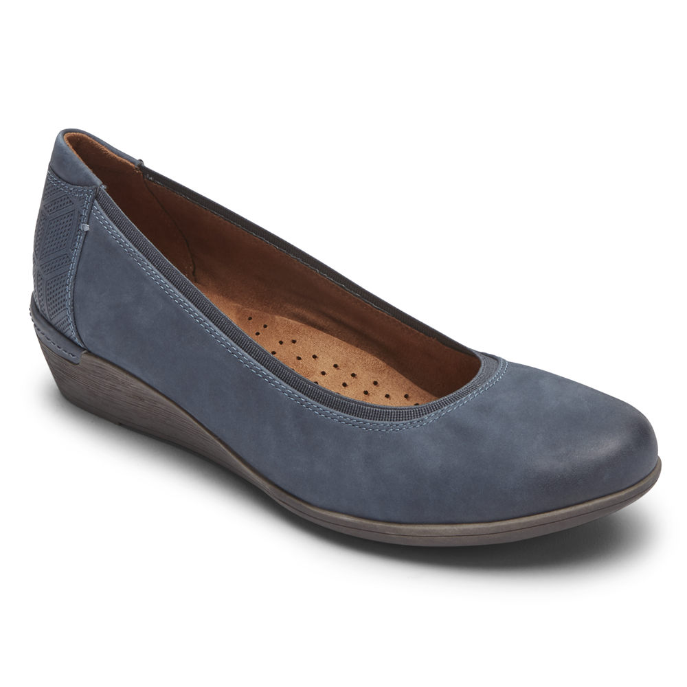 Rockport Pumps For Womens Blue - Cobb Hill Devyn Wedge - JK5096872